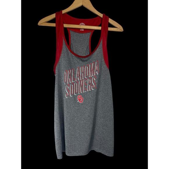 OU Tank Top Size XL Womens Oklahoma Sooners Gray Red Sleeveless Shirt Dri Fit - Picture 2 of 5